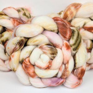 Hand Painted Top / Roving | SW Merino / Bamboo / Nylon | Woodland Dream