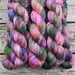 Hand Dyed. Hand Painted Yarn - Mulberry Silk - Lace Weight Yarn - Whisked Away
