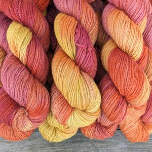 Hand Dyed. Hand Painted Yarn - BFL / Silk / Stellina - Tangerine Dream