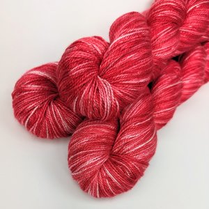 Hand Dyed. Hand Painted Yarn - Mulberry Silk - Fingering Weight Yarn - Strawberries & Cream