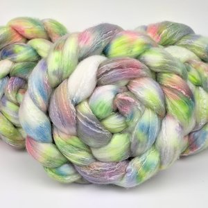 Hand Painted Top / Roving | Polwarth / Bamboo / Nylon | Electric Slide