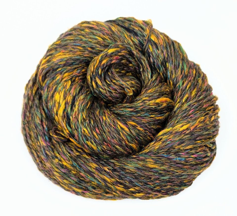 Handspun Thick and Thin Yarn | Merino / Bamboo / Silk | Hocus Pocus