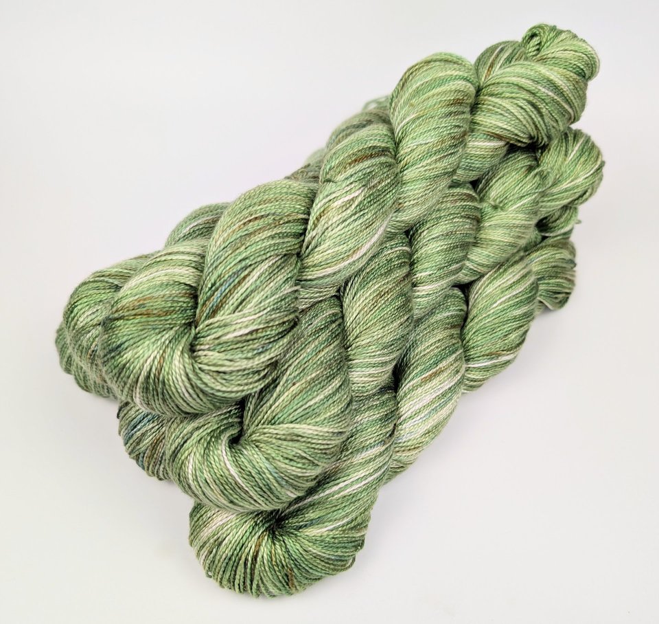 Hand Dyed. Hand Painted Yarn - Mulberry Silk - Fingering Weight Yarn - Entwined