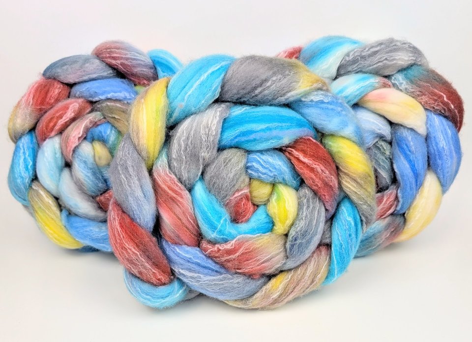 Hand Painted Top / Roving | Polwarth / Bamboo / Nylon | Neptune's Naptime