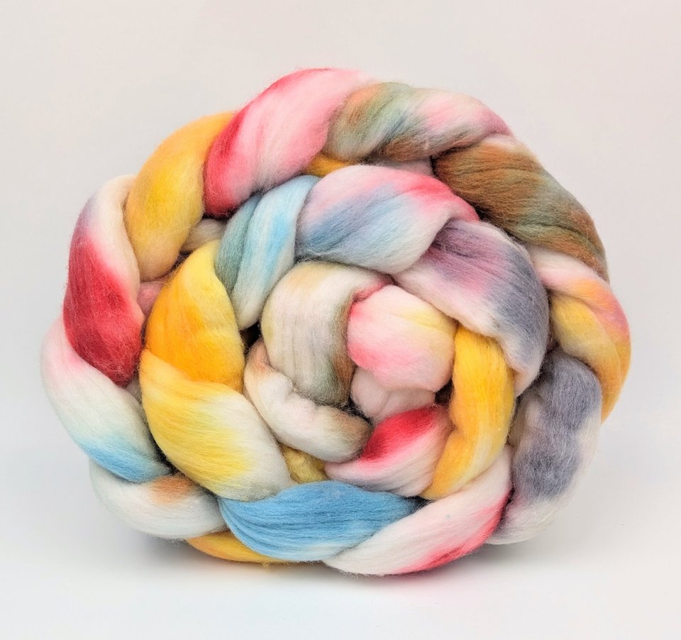 Hand Painted Top / Roving | Advent Day 10 | Merino | Coral Breeze