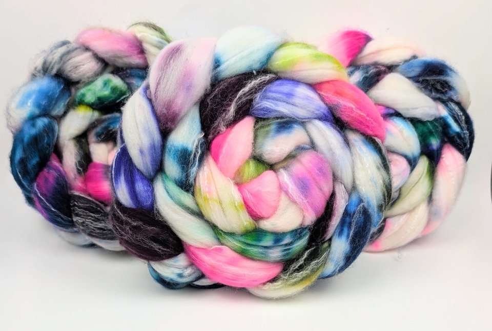 Hand Painted Top / Roving | SW Merino / Bamboo / Nylon | Jazzercise