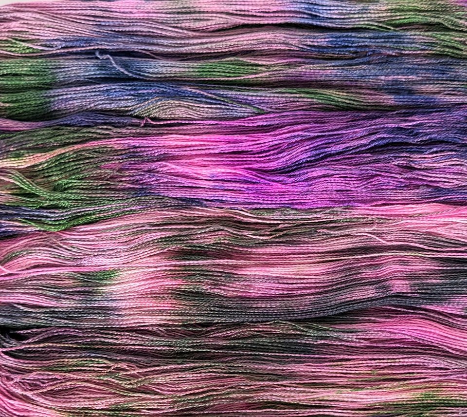 Hand Dyed. Hand Painted Yarn - Mulberry Silk - Lace Weight Yarn - Whisked Away