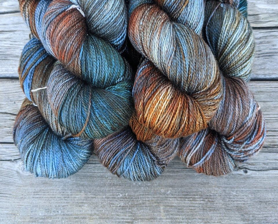 Hand Dyed. Hand Painted Yarn - Mulberry Silk - Fingering Weight Yarn - Terra Firma