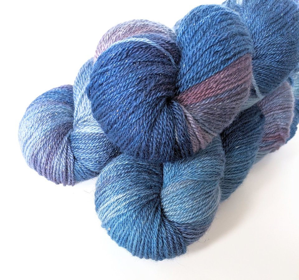 Hand Dyed. Hand Painted Yarn - BFL / Silk / Stellina - Ethereal 