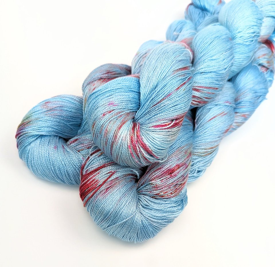 Hand Dyed. Hand Painted Yarn - Tencel - Lace Weight Yarn - Under The Sea