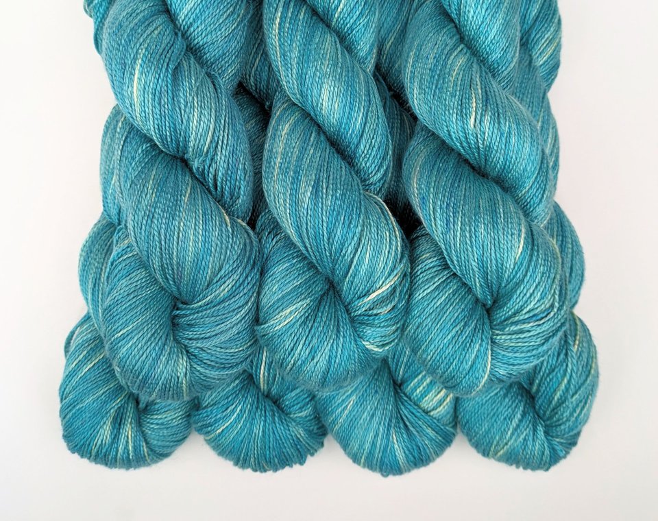 Hand Dyed. Hand Painted Yarn - Mulberry Silk - Fingering Weight Yarn - Shiver