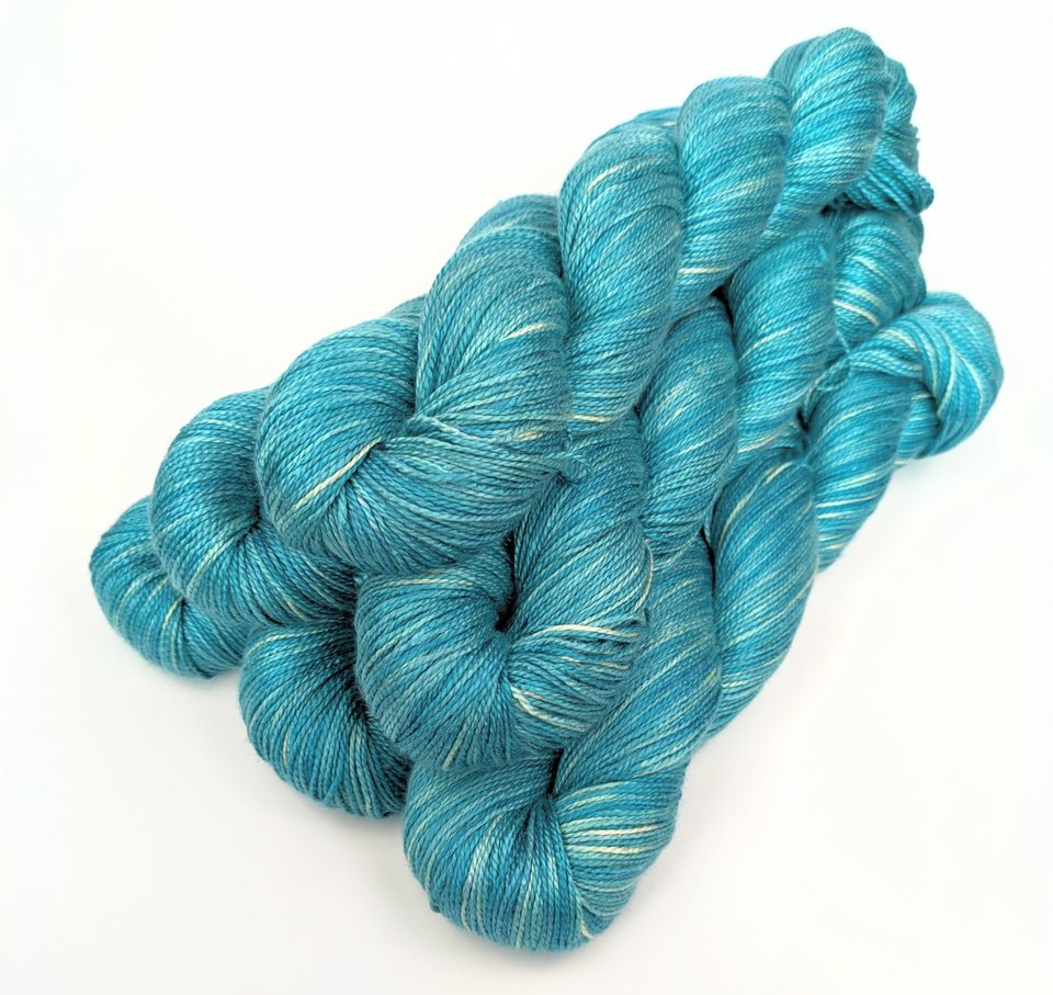 Hand Dyed. Hand Painted Yarn - Mulberry Silk - Fingering Weight Yarn - Shiver