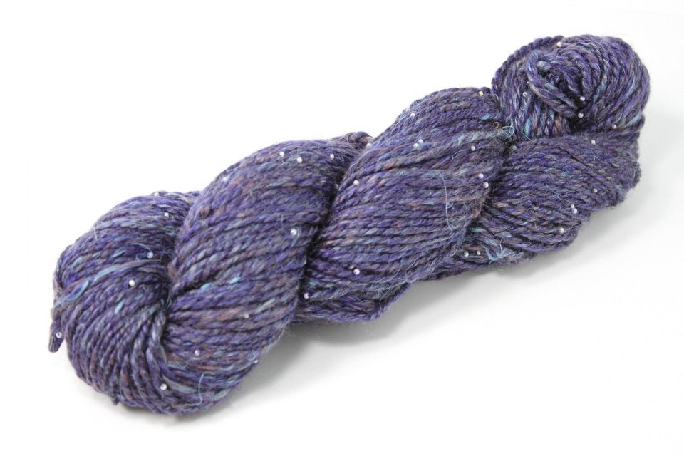 Handspun Beaded Yarn | Merino / Muga Silk / Flax | Galaxy