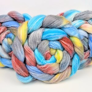 Hand Painted Top / Roving | Polwarth / Bamboo / Nylon | Neptune's Naptime