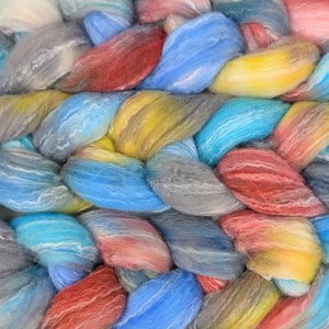 Hand Painted Top / Roving | Polwarth / Bamboo / Nylon | Neptune's Naptime