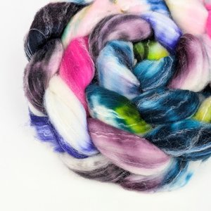 Hand Painted Top / Roving | SW Merino / Bamboo / Nylon | Jazzercise