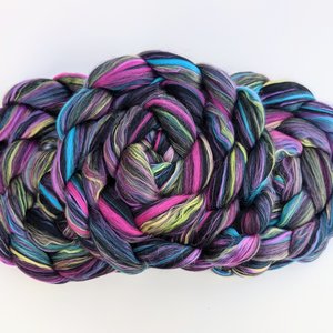 Merino Roving / Combed Top - Spinning Fiber - Custom Blended -  Black Magic