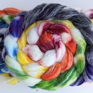 Hand Painted Top / Roving | SW Merino / Bamboo / Nylon | Taste The Rainbow