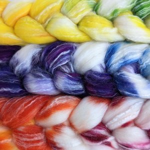 Hand Painted Top / Roving | SW Merino / Bamboo / Nylon | Taste The Rainbow