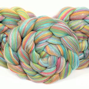 Blended Roving / Combed Top | Merino / Angelina | Birthday Cake