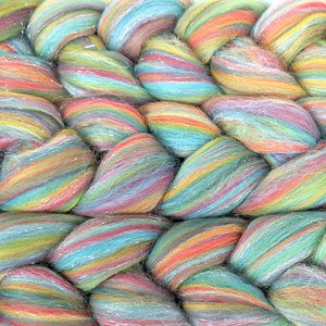 Blended Roving / Combed Top | Merino / Angelina | Birthday Cake