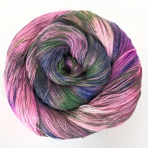 Hand Dyed. Hand Painted Yarn - Mulberry Silk - Lace Weight Yarn - Whisked Away