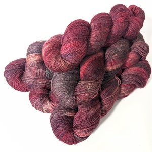Hand Dyed. Hand Painted Yarn - BFL / Silk / Stellina - Stupid Cupid