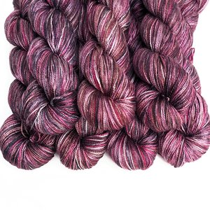 Hand Dyed. Hand Painted Yarn - Mulberry Silk - Fingering Weight Yarn - Pink Panther