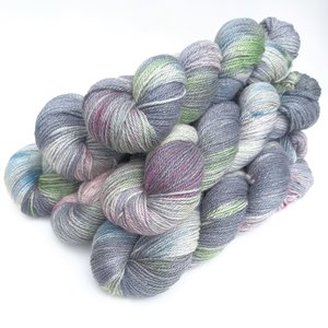 Hand Dyed. Hand Painted Yarn - BFL / Silk / Stellina - Silence