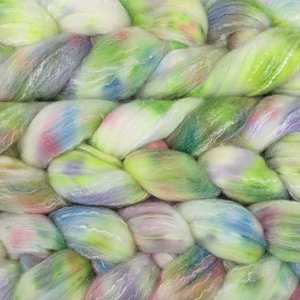 Hand Painted Top / Roving | Polwarth / Bamboo / Nylon | Electric Slide