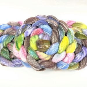 Hand Painted Top / Roving | Polwarth / Bamboo / Nylon | Carousel