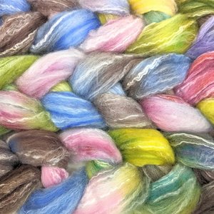 Hand Painted Top / Roving | Polwarth / Bamboo / Nylon | Carousel