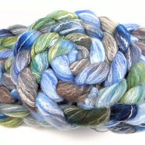 Hand Painted Top / Roving | Polwarth / Bamboo / Nylon | Riverbend