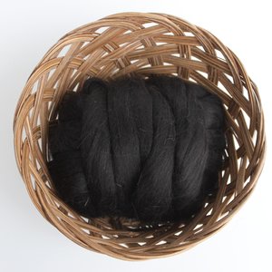 Black Baby Alpaca - Undyed Combed Top - Natural Roving - Spinning Fiber