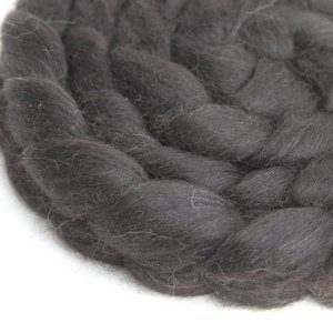 Black Baby Alpaca - Undyed Combed Top - Natural Roving - Spinning Fiber