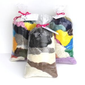 Mixed Fibers Grab Bag - Needle Felting Mix - Spinning Kit - Combed Top - Roving