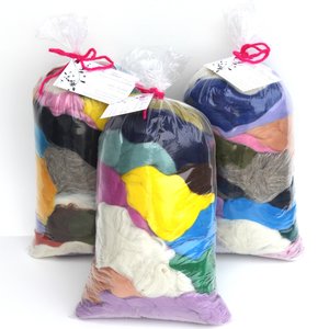 Mixed Fibers Grab Bag - Needle Felting Mix - Spinning Kit - Combed Top - Roving