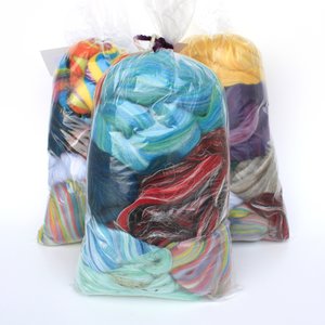 Mixed Fibers Grab Bag - Needle Felting Mix - Spinning Kit - Combed Top - Roving