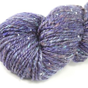 Handspun Beaded Yarn | Merino / Muga Silk / Flax | Galaxy