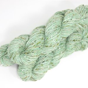 Handspun Beaded Yarn | Merino / Silk / Tweed | Pistachio Ice