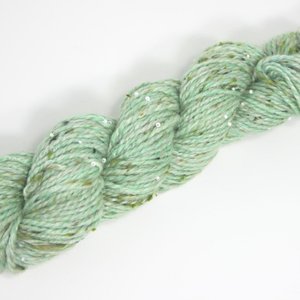 Handspun Beaded Yarn | Merino / Silk / Tweed | Pistachio Ice