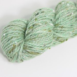 Handspun Beaded Yarn | Merino / Silk / Tweed | Pistachio Ice