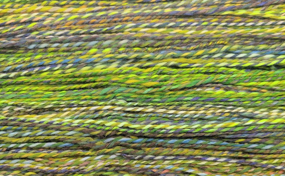 Handspun Yarn | Faux Cashmere / Metallic Thread | Tequila Sunrise