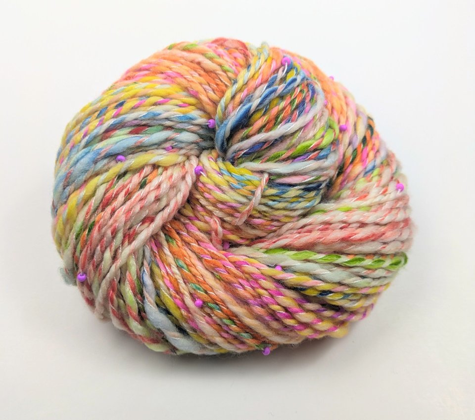 Handspun Beaded Yarn | SW Merino / Nylon / Bamboo