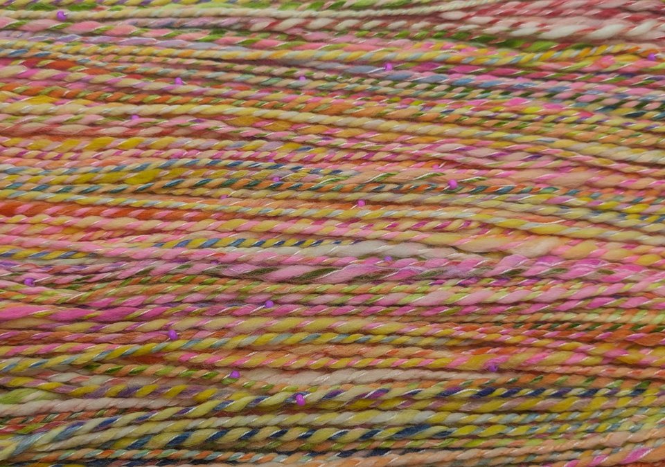 Handspun Beaded Yarn | SW Merino / Nylon / Bamboo