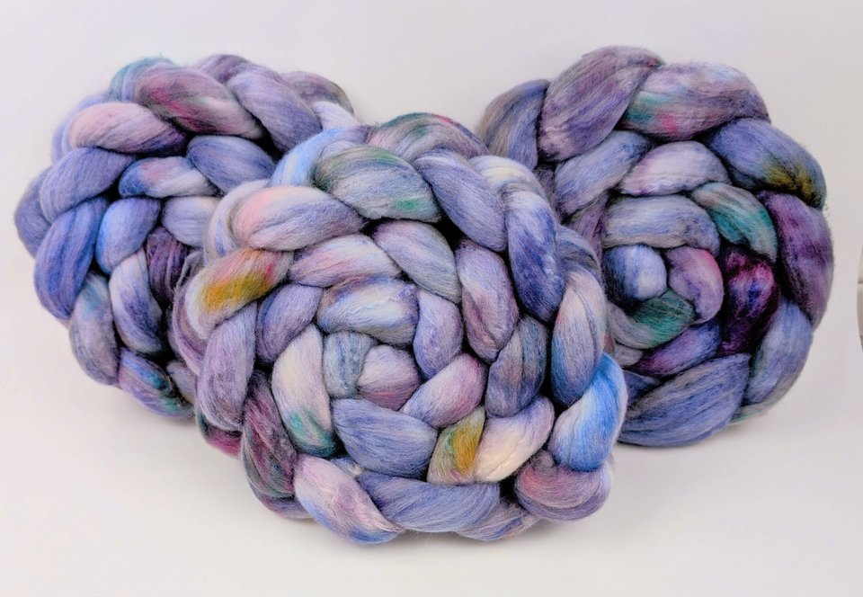 Hand Painted Top / Roving | Merino / Cashmere / Silk | Enchanted