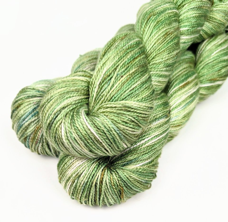 Hand Dyed. Hand Painted Yarn - Mulberry Silk - Fingering Weight Yarn - Entwined