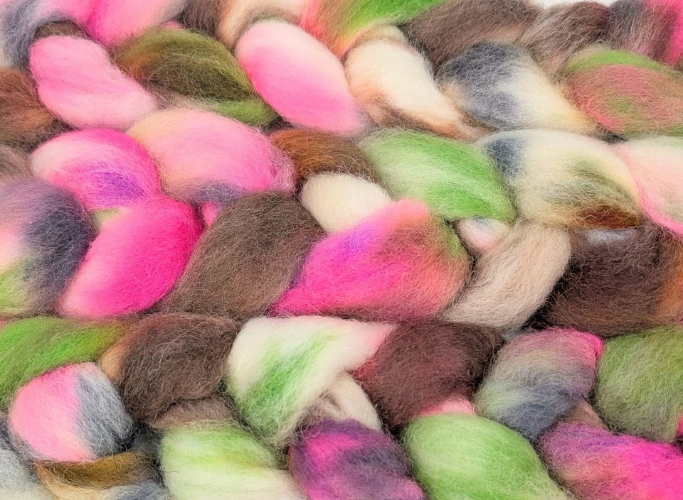 Hand Painted Top / Roving | Finnish | Wild Rose