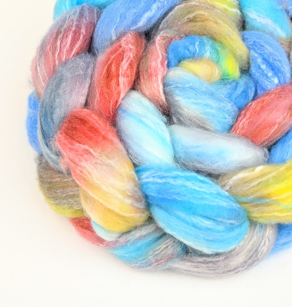 Hand Painted Top / Roving | Polwarth / Bamboo / Nylon | Neptune's Naptime