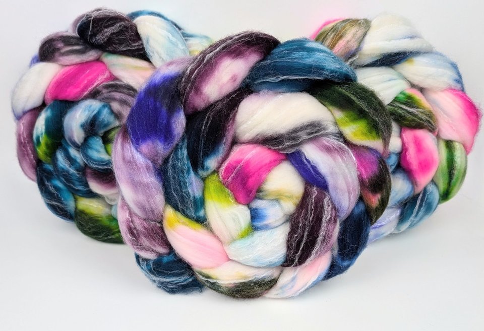 Hand Painted Top / Roving | SW Merino / Bamboo / Nylon | Jazzercise